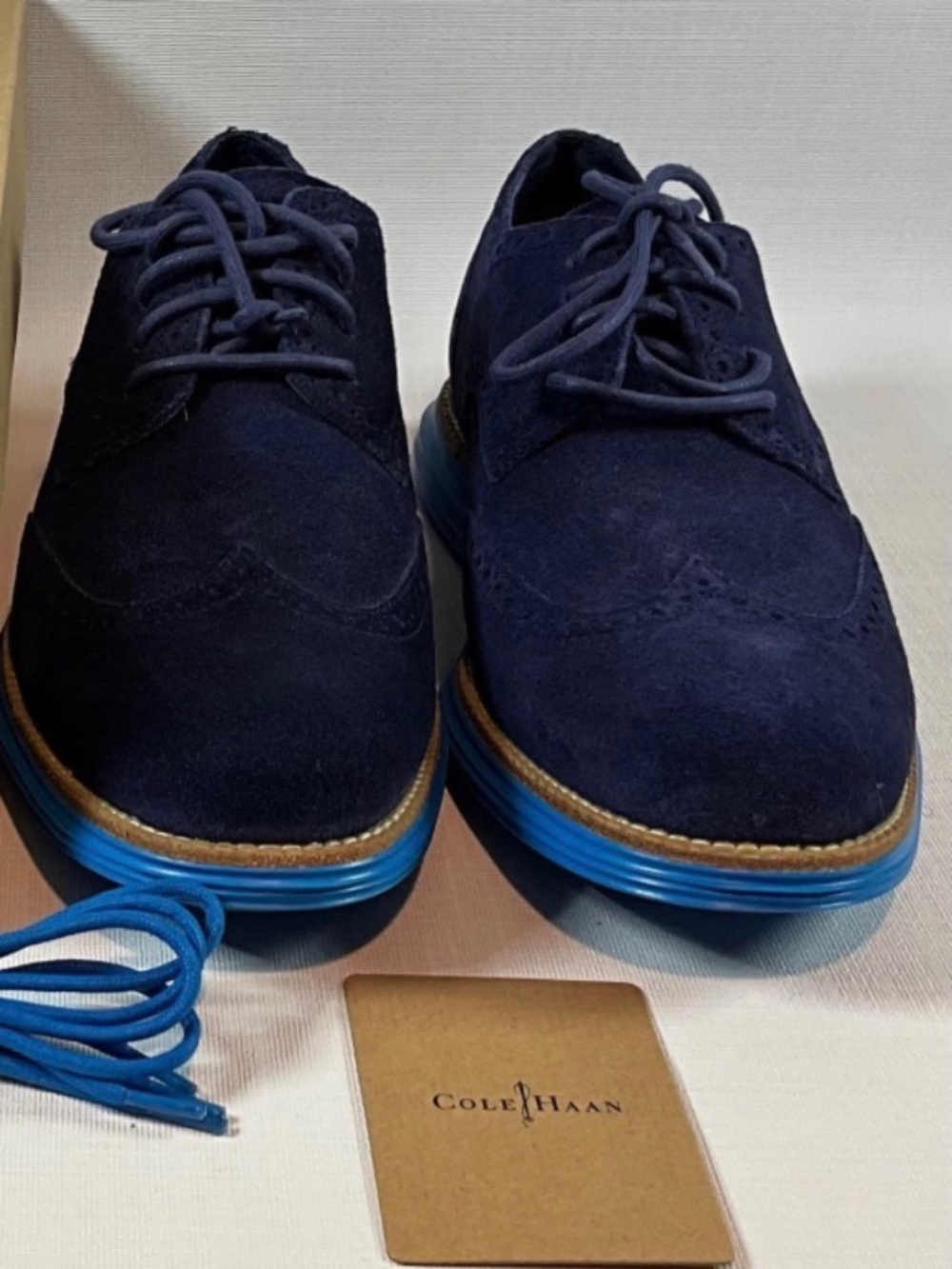 Cole Haan lunar grand men’s blue suede wingtips size 9